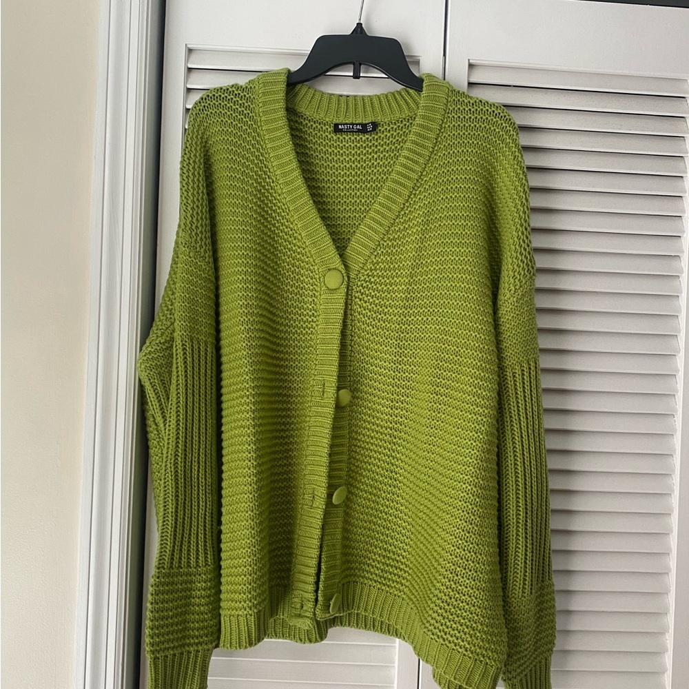 Nasty Gal Knit Cardigan in Green Size M
